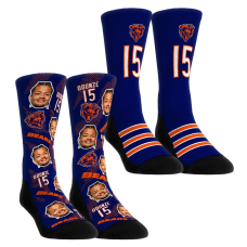 Детские носки Chicago Bears Rome Odunze Rock Em Football Guy Two-Pack Crew Set Детские носки Chicago Bears Rome Odunze Rock Em Football Guy Two-Pack Crew Set