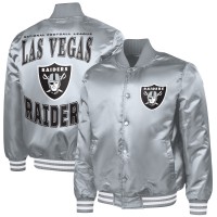Las Vegas Raiders G-III Sports by Carl Banks Gray Adaptive Full-Snap Varsity Jacket