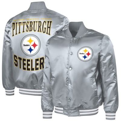 Pittsburgh Steelers G-III Sports by Carl Banks Gray Adaptive Full-Snap Varsity Jacket