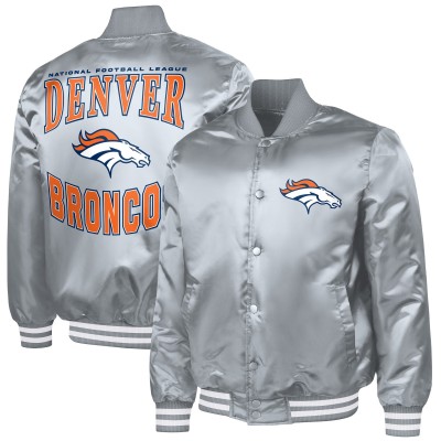 Denver Broncos G-III Sports by Carl Banks Gray Adaptive Full-Snap Varsity Jacket