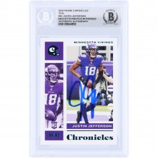 Justin Jefferson Minnesota Vikings Autographed 2020 Panini Chronicles Teal #62 Beckett Fanatics Witnessed Authenticated Rookie Card
