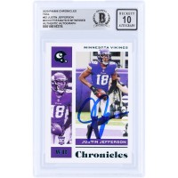 Justin Jefferson Minnesota Vikings Autographed 2020 Panini Chronicles Teal #62 Beckett Fanatics Witnessed Authenticated 10 Rookie Card