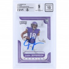 Justin Jefferson Minnesota Vikings Autographed 2020 Panini Chronicles Playoff Momentum #M-10 Beckett Fanatics Witnessed Authenticated 9/10 Rookie Card