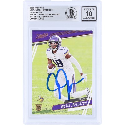 Justin Jefferson Minnesota Vikings Autographed 2020 Panini Chronicles Prestige #317 Beckett Fanatics Witnessed Authenticated 10 Rookie Card