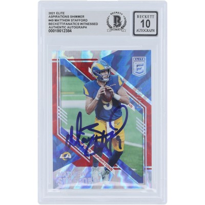 Matthew Stafford Los Angeles Rams Autographed 2021 Panini Donruss Elite Aspirations Shimmer #49 #/499 Beckett Fanatics Witnessed Authenticated 10 Card