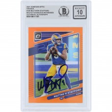 Matthew Stafford Los Angeles Rams Autographed 2021 Panini Donruss Optic Orange Prizm #185 #/199 Beckett Fanatics Witnessed Authenticated 10 Card