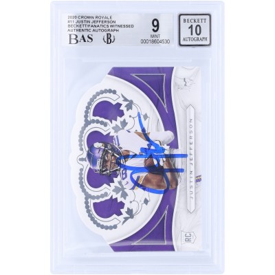 Justin Jefferson Minnesota Vikings Autographed 2020 Panini Crown Royale #CR-11 Beckett Fanatics Witnessed Authenticated 9/10 Rookie Card