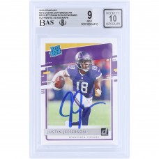 Justin Jefferson Minnesota Vikings Autographed 2020 Panini Donruss #313 Beckett Fanatics Witnessed Authenticated 9/10 Rookie Card
