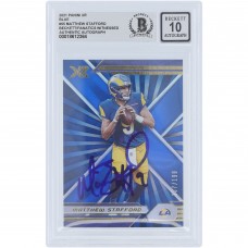 Matthew Stafford Los Angeles Rams Autographed 2021 Panini Xr Blue #55 #/199 Beckett Fanatics Witnessed Authenticated 10 Card