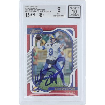 Matthew Stafford Los Angeles Rams Autographed 2022 Panini Absolute Red Squares #34 #/499 Beckett Fanatics Witnessed Authenticated 9/10 Card