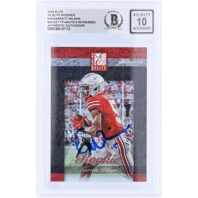 Garrett Wilson New York Jets Autographed 2022 Panini Donruss Elite Black 02 Elite Rookies #2002-118 #1/1 Beckett Fanatics Witnessed Authenticated 10 Rookie Card