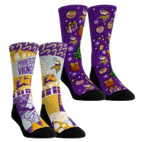 Unisex Minnesota Vikings Rock Em Socks Holiday Remix Crew Socks Two-Pack