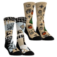 Unisex New Orleans Saints Rock Em Socks Holiday Remix Crew Socks Two-Pack