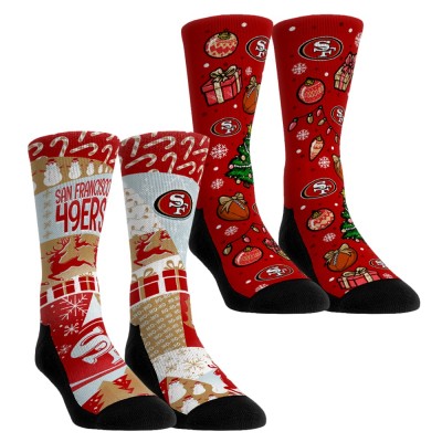 Unisex San Francisco 49ers Rock Em Socks Holiday Remix Crew Socks Two-Pack