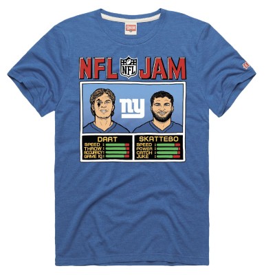 Unisex New York Giants Cam Skattebo & Jaxson Dart Homage Royal NFL Jam Tri-Blend T-Shirt