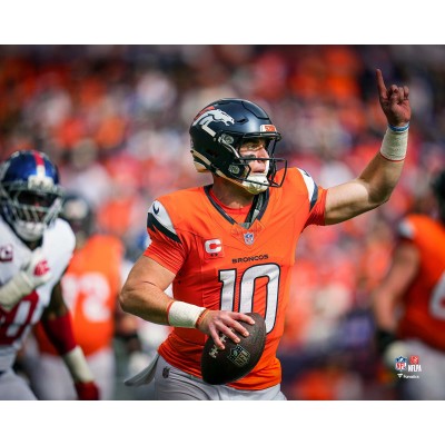 Bo Nix Denver Broncos Unsigned Fanatics Authentic 2025 Week 7 Looking to Pass Downfield Photograph