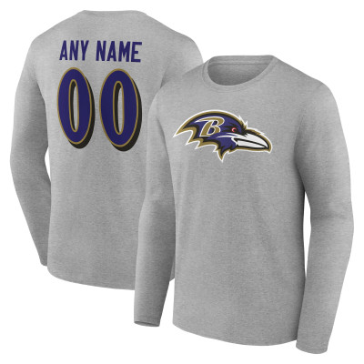Именная футболка с длинным рукавом Baltimore Ravens Gray Team Authentic Name & Number