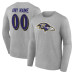 Именная футболка с длинным рукавом Baltimore Ravens Gray Team Authentic Name & Number