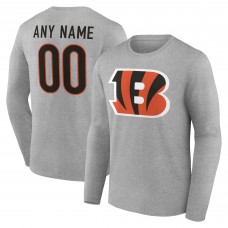 Cincinnati Bengals Gray Team Authentic Personalized Name & Number Long Sleeve T-Shirt
