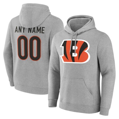Cincinnati Bengals Gray Team Authentic Personalized Name & Number Hoodie