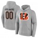 Cincinnati Bengals Gray Team Authentic Personalized Name & Number Hoodie