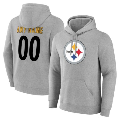 Pittsburgh Steelers Gray Team Authentic Personalized Name & Number Hoodie