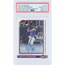 Justin Jefferson Minnesota Vikings Autographed 2022 Panini Donruss Highlights #H-JJ #61/99 PSA Authenticated 10/10 Card
