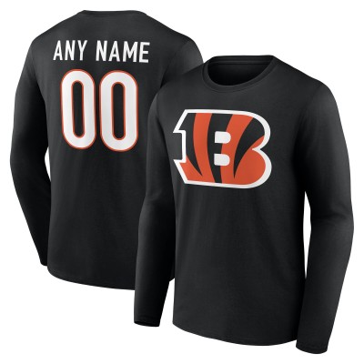 Cincinnati Bengals Black Team Authentic Personalized Name & Number Long Sleeve T-Shirt