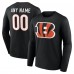 Cincinnati Bengals Black Team Authentic Personalized Name & Number Long Sleeve T-Shirt