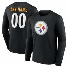 Pittsburgh Steelers Black Team Authentic Personalized Name & Number Long Sleeve T-Shirt