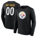 Pittsburgh Steelers Black Team Authentic Personalized Name & Number Long Sleeve T-Shirt