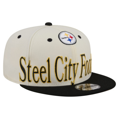 Бейсболка Pittsburgh Steelers New Era Cream Oversized Slogan 9FIFTY