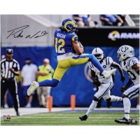 Puka Nacua Los Angeles Rams Autographed Fanatics Authentic 16 x 20 Leaping Catch Photograph
