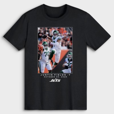 New York Jets Justin Fields Black NFL Flash Features Week 8 T-Shirt