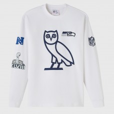 Unisex Seattle Seahawks OVO x NFL White Long Sleeve T-Shirt Unisex Seattle Seahawks OVO x NFL White Long Sleeve T-Shirt