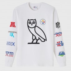 Unisex Pittsburgh Steelers OVO x NFL White Long Sleeve T-Shirt