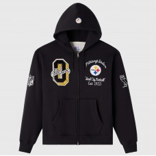 Unisex Pittsburgh Steelers OVO x NFL Black Full-Zip Waffle-Lined Hoodie Unisex Pittsburgh Steelers OVO x NFL Black Full-Zip Waffle-Lined Hoodie