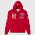 Unisex San Francisco 49ers OVO x NFL Scarlet Full-Zip Waffle-Lined Hoodie