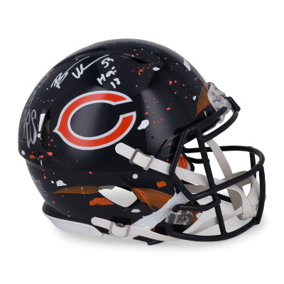 Brian Urlacher Chicago Bears Autographed Fanatics Authentic Riddell Speed Authentic Helmet with 'HOF 18 Inscription - Art by King Saladeen - Limited Edition #1/1 - WN55915777