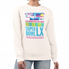 Женская Starter White Super Bowl LX Bay Area Bash Fleece Sweatshirt Женская Starter White Super Bowl LX Bay Area Bash Fleece Sweatshirt