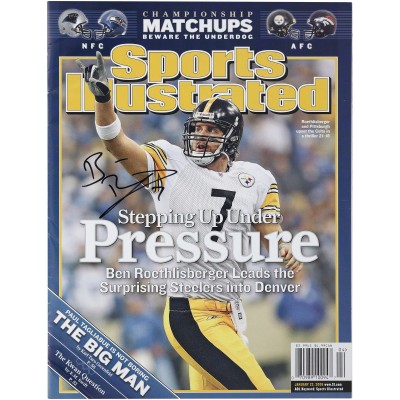Ben Roethlisberger Pittsburgh Steelers Autographed Fanatics Authentic Stepping Up Under Pressure Sports Illustrated Magazine from January 23, 2006