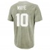 New England Patriots Drake Maye Majestic Threads Moss Green Mineral Wash Name & Number T-Shirt