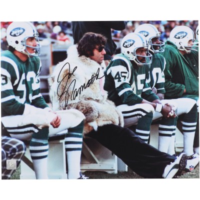 Joe Namath New York Jets Autographed Fanatics Authentic 16 x 20 Fur Coat Sideline Photograph