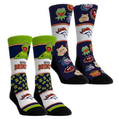 Unisex Denver Broncos Rock Em Socks Muppets 2-Pack Crew Socks Set