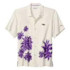 Baltimore Ravens Tommy Bahama Cream Hibiscus Camp Button-Up Shirt