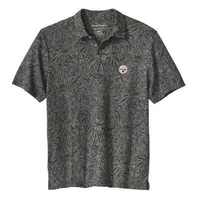 Поло Pittsburgh Steelers Tommy Bahama Black IslandZone Wild Hibiscus Tri-Blend
