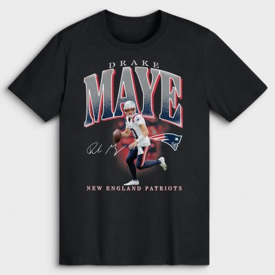 New England Patriots Drake Maye Black Player Hype T-Shirt