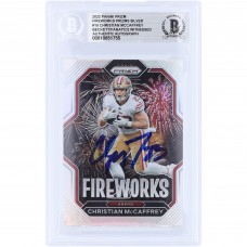Christian McCaffrey San Francisco 49ers Autographed 2022 Panini Prizm Fireworks Silver Prizm #F-10 Beckett Fanatics Witnessed Authenticated Card