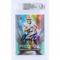 Christian McCaffrey San Francisco 49ers Autographed 2023 Panini Prizm Prizmatic Green Prizm #14 Beckett Fanatics Witnessed Authenticated Card