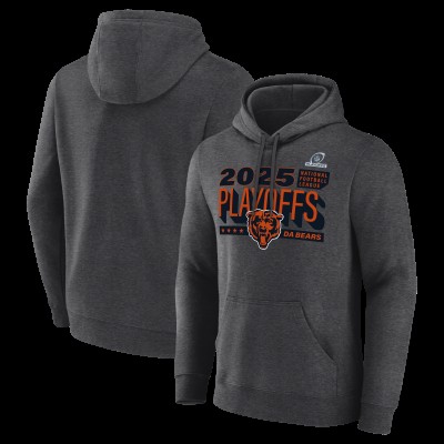 Chicago Bears Heather Charcoal 2025 NFL Playoffs Ready Hoodie